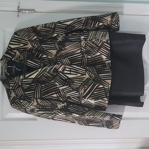 Evan Picone Petite Suit Sz 12 Black Multi Port Elizabeth Taffeta Skirt Suit